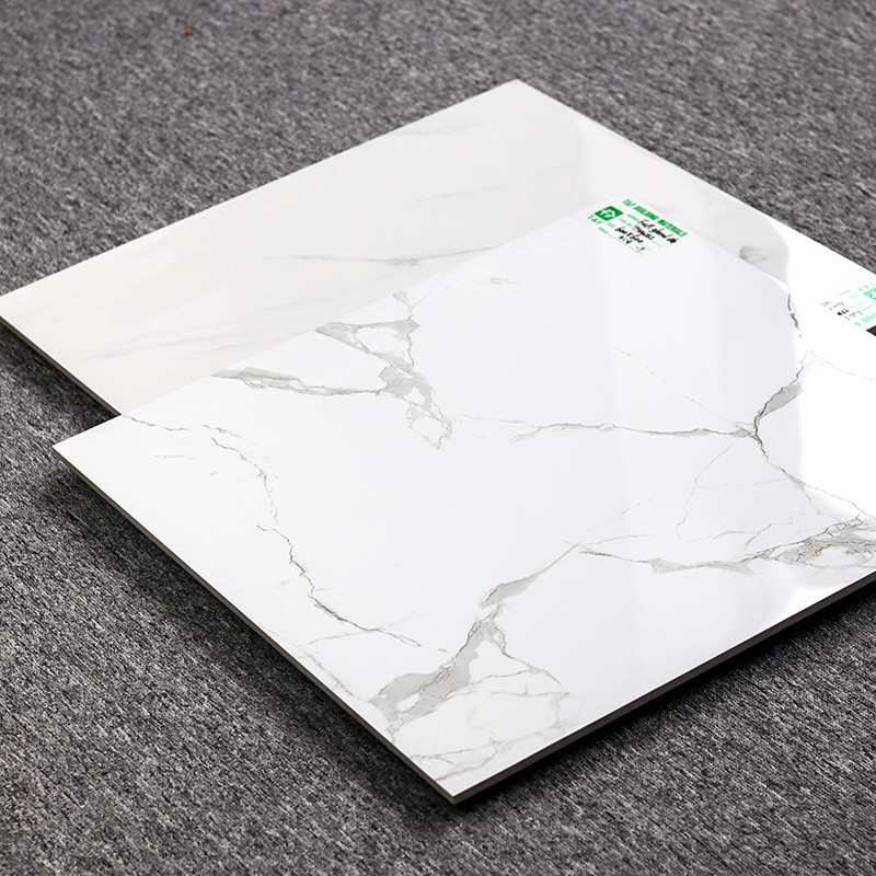 کاشی کف چینی 600x600 سطح لعاب کاری شده طرح نمای مرمر سفید کاررارا