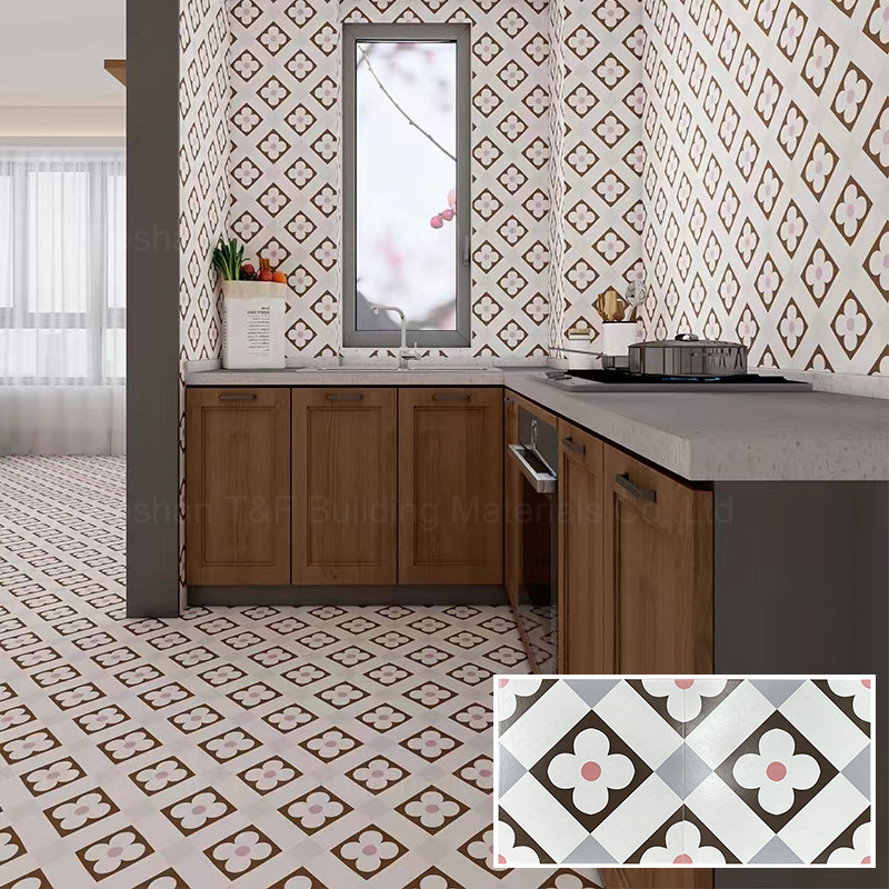 کاشی های سرامیکی لعابدار 30x30 به سبک نوردیک کاشی های کف بالکن گل موزاییک مربعی کوچک