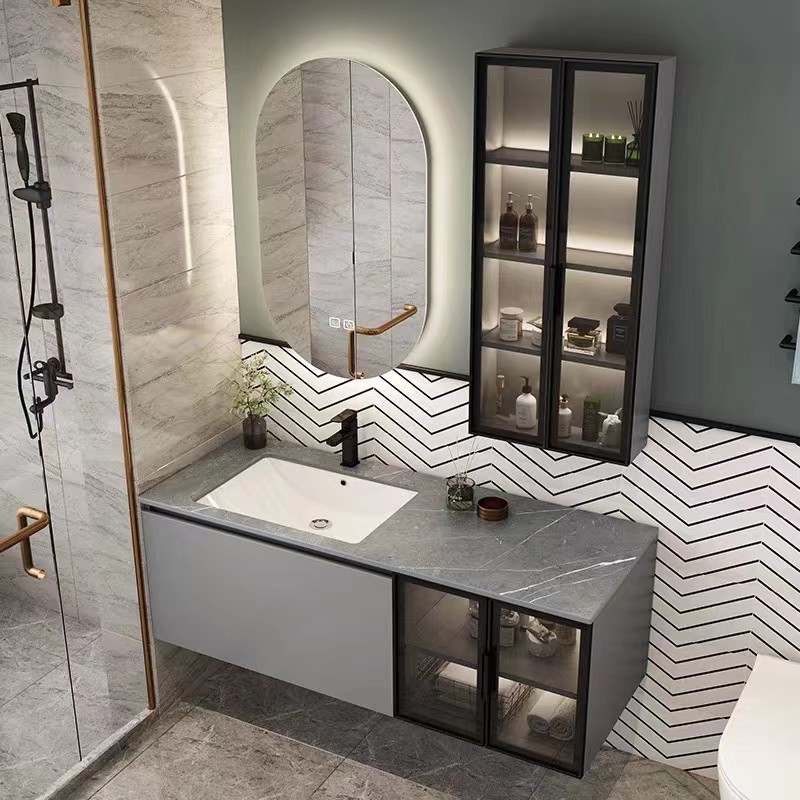 یونیت های روشویی حمام Carrara بالا منحنی سفید رنگ مرمر واقعی