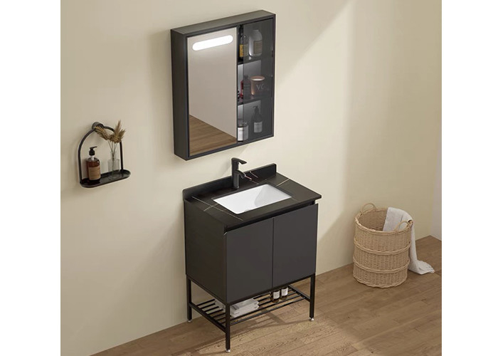 کابینت روشویی حمام روکش اکریلیک رنگ جامد با کشو