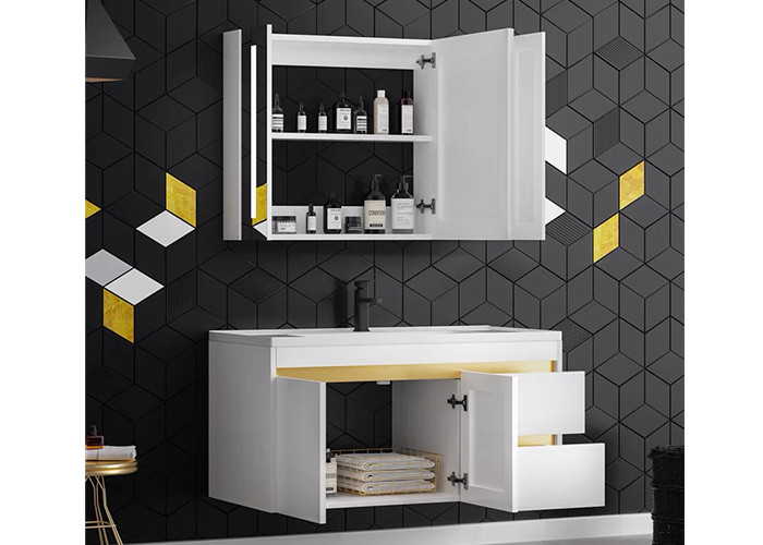 کابینت حمام روشویی کابینت حمام روشویی رویه جامد کابینت حمام پانل چوبی با آینه