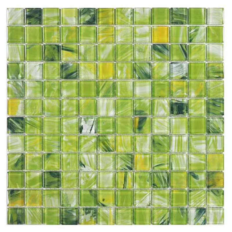 300x300mm کاشی موزاییک شیشه ای کریستال برای بالکن آشپزخانه حمام دیوار استخر شنا کاشی
