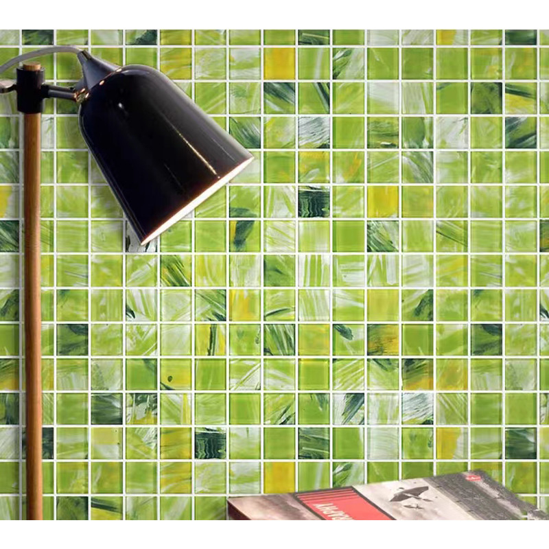 300x300mm کاشی موزاییک شیشه ای کریستال برای بالکن آشپزخانه حمام دیوار استخر شنا کاشی