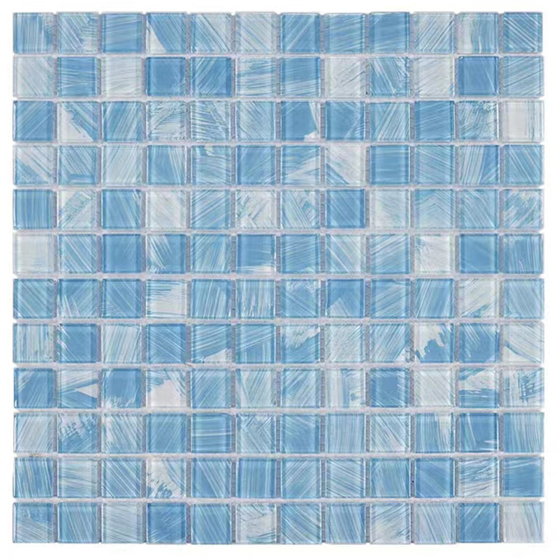 300x300mm کاشی موزاییک شیشه ای کریستال برای بالکن آشپزخانه حمام دیوار استخر شنا کاشی
