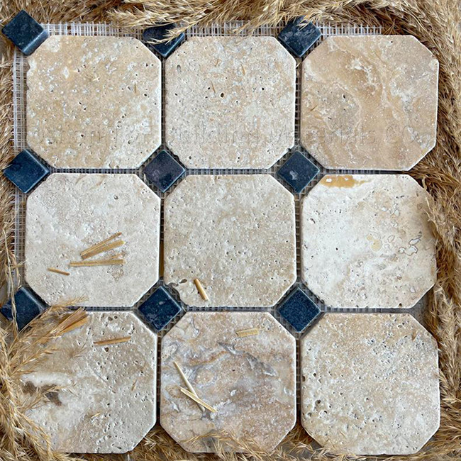 کاشی کف غیر لغزنده 300x300mm موزاییک سنگ غار طبیعی هتل سنگ Clem Do Old Octagon