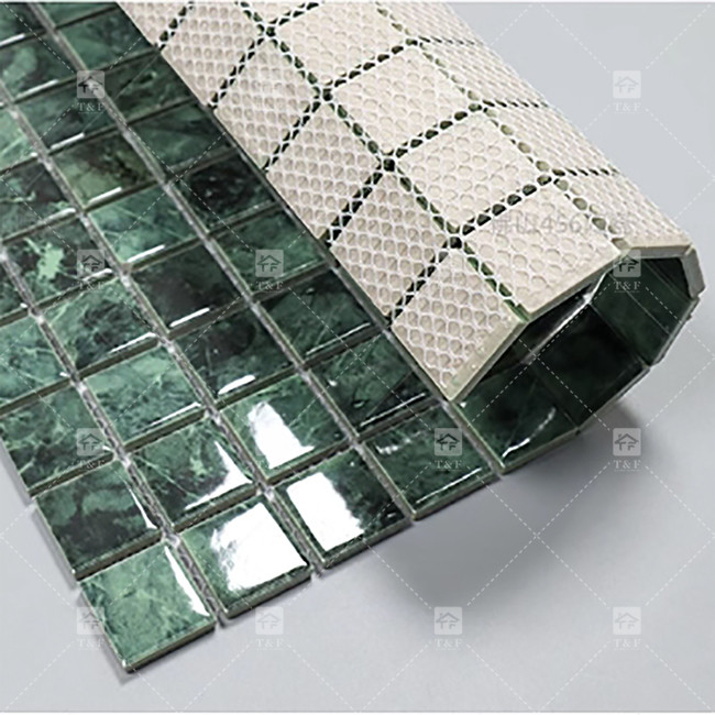 کاشی مرمر رنگ سبز موزاییک برای کف و دیوار حمام
