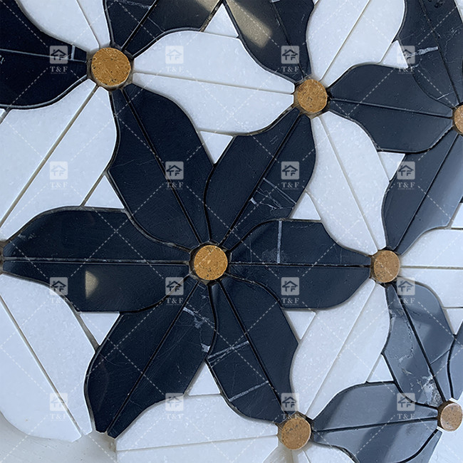 سنگ طبیعی سنگ مرمر موزاییک فلور دیوار کاشی گل الگوی برای حمام کاشی موزاییک