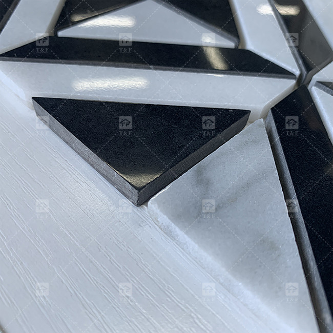 کاشی موزاییکی از سنگ مرمر سیاه و سفید برای آشپزخانه