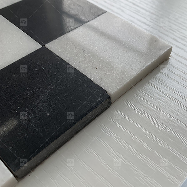 مربع سیاه و سفید سنگ مرمر موزاییک 8mm دیوار تزئینات
