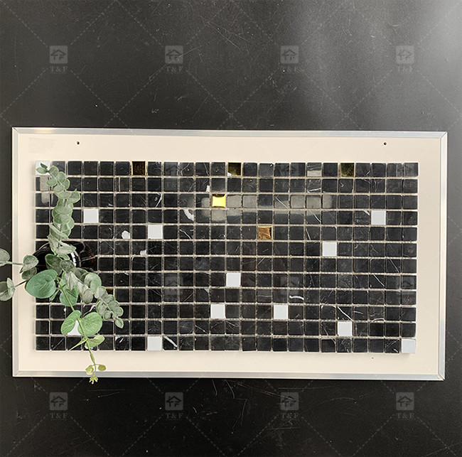مربع سیاه و سفید سنگ مرمر موزاییک 8mm دیوار تزئینات