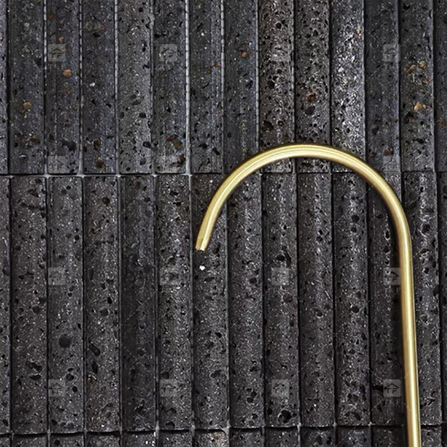 رنگ سیاه منحنی فلوت سنگ آهک موزاییک کاشی تزئینات حمام Backsplash کاشی