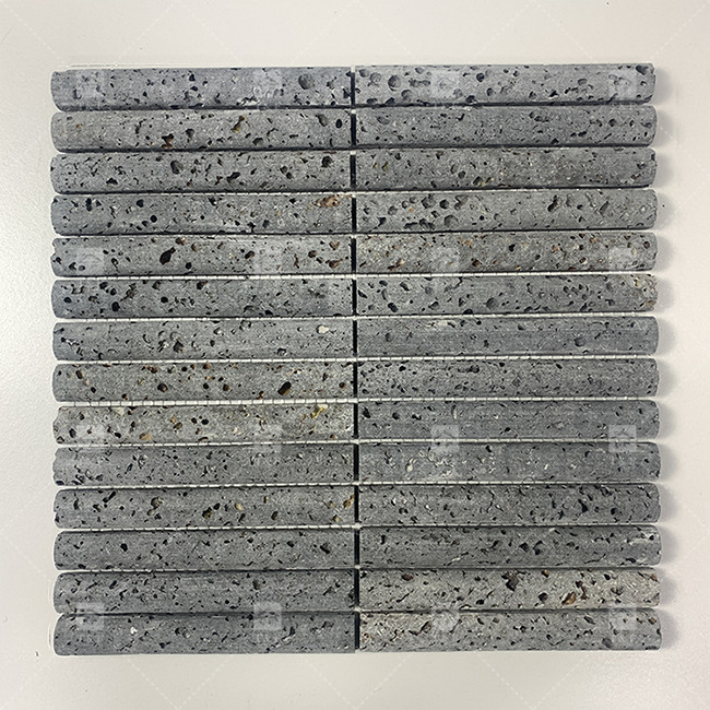 رنگ سیاه منحنی فلوت سنگ آهک موزاییک کاشی تزئینات حمام Backsplash کاشی