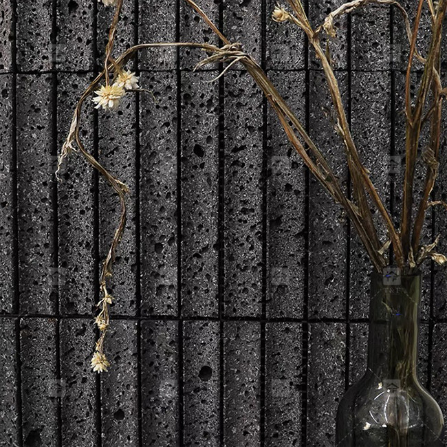 رنگ سیاه منحنی فلوت سنگ آهک موزاییک کاشی تزئینات حمام Backsplash کاشی