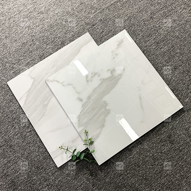600x600 میلی متر کاشی شیشه ای بلند درخشان برای کف کاشی های پورسلنی مرمر سفید استاندارد