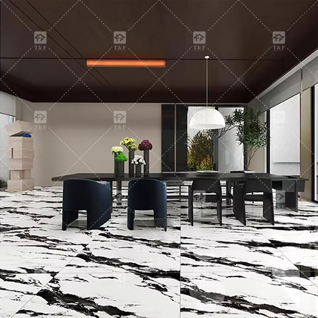 پاندا سفید سنگ مرمر به نظر می رسد کاشی های چینی 600x1200mm سلاخ برای اتاق نشیمن دکوراسیون دیوار سنگ لوکس برای مراکز خرید