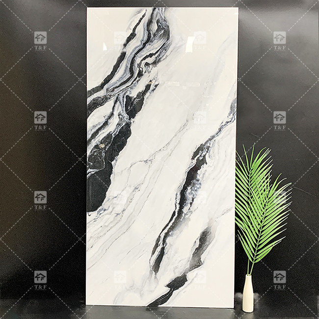 پاندا سفید سنگ مرمر به نظر می رسد کاشی های چینی 600x1200mm سلاخ برای اتاق نشیمن دکوراسیون دیوار سنگ لوکس برای مراکز خرید
