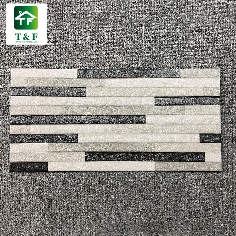 کاشی و سرامیک لعابدار خارجی 20 x 40 سیاه مخلوط رنگ سفید