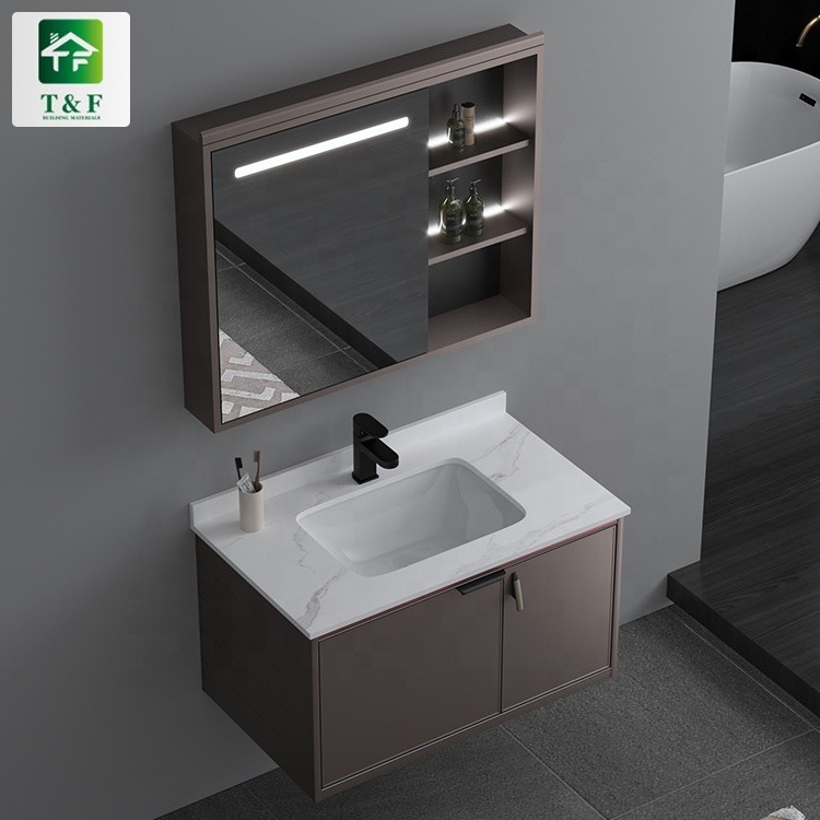 کابینت روشویی حمام روکش اکریلیک رنگ جامد با کشو