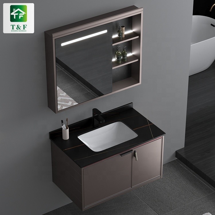 کابینت روشویی حمام روکش اکریلیک رنگ جامد با کشو